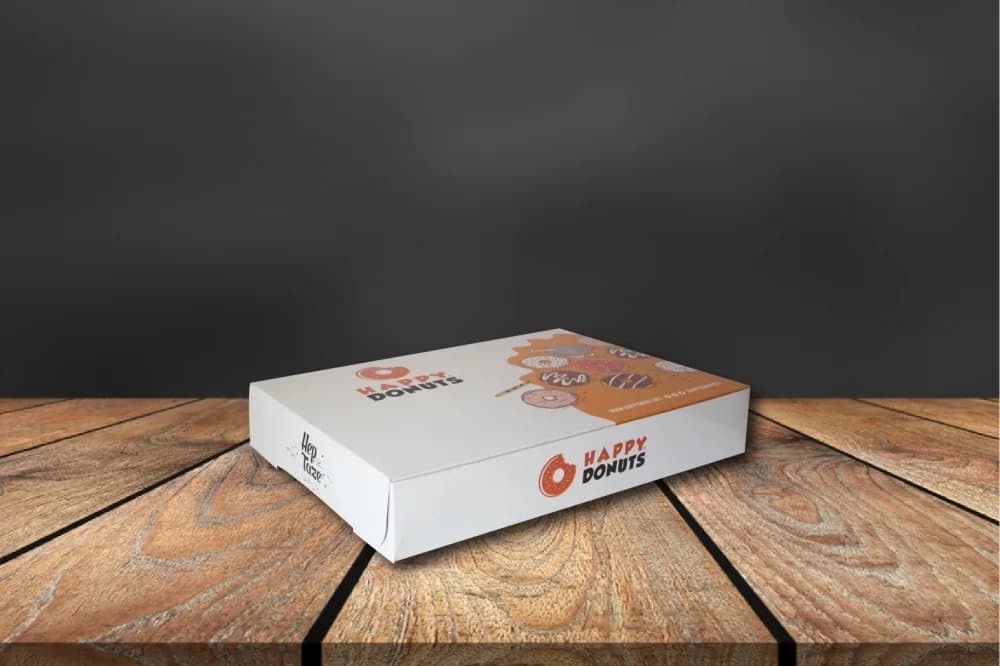 Beyaz turuncu donut kutusu